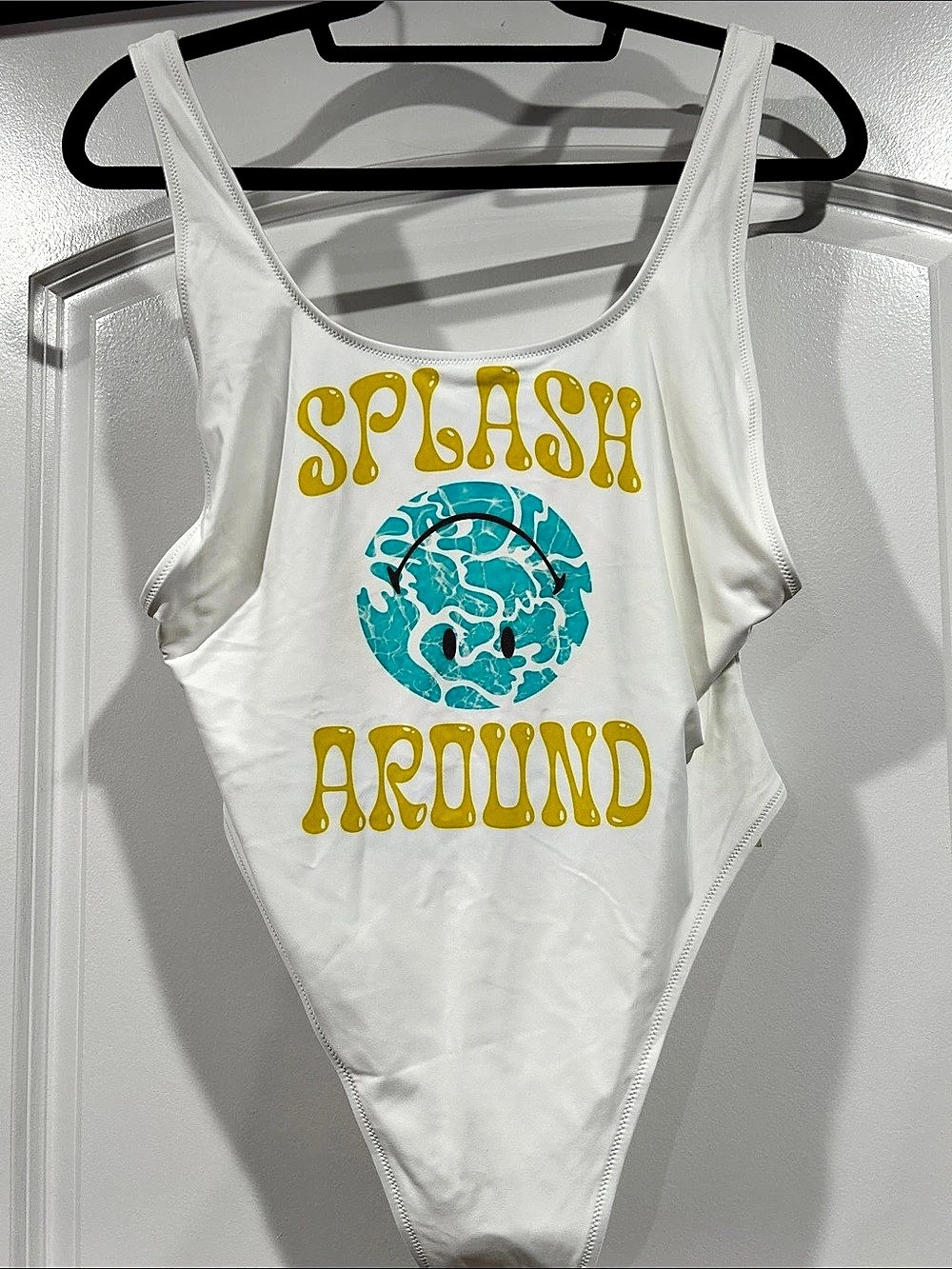 Aerie Splash Around One-Piece Swimsuit White & Yellow